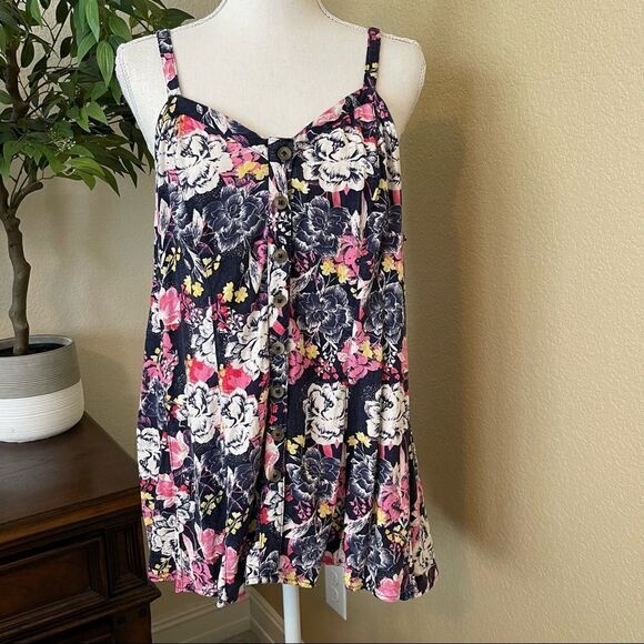Torrid Floral Rayon Fit & Flare Cami Tank Blouse Top 10 Sz 00 - Picture 3 of 4